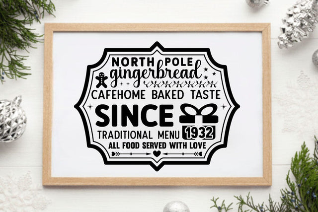 North pole gingerbread cafe home baked taste since 1932 traditional menu all food served with love SVG Angelina750 