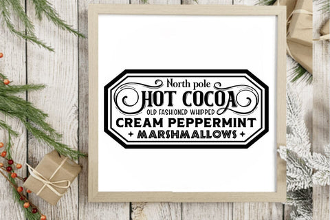 North pole hot cocoa old fashioned whipped cream peppermint marshmallows SVG Angelina750 