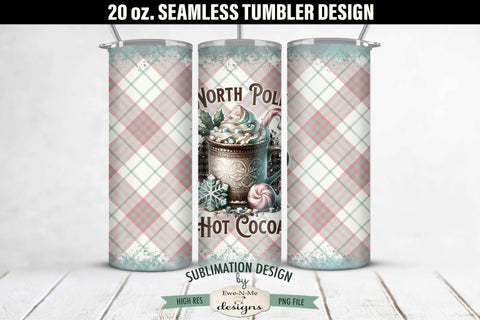 North Pole Hot Cocoa Seamless 20 oz Sublimation Tumbler PNG Sublimation Ewe-N-Me Designs 