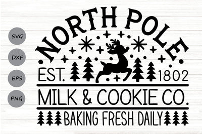 North Pole Milk and Cookie Co| Funny Christmas Baking SVG Cutting Files. SVG CosmosFineArt 