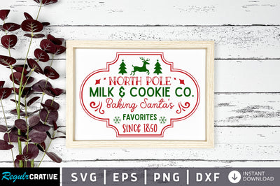 North pole milk & cookie co baking santas svg design SVG Regulrcrative 