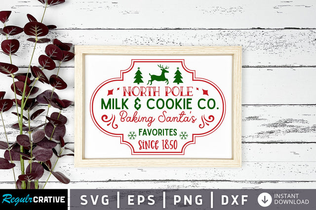 North pole milk & cookie co baking santas svg design SVG Regulrcrative 