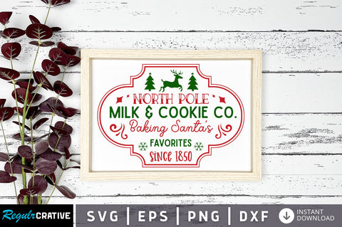 North pole milk & cookie co baking santas svg design SVG Regulrcrative 