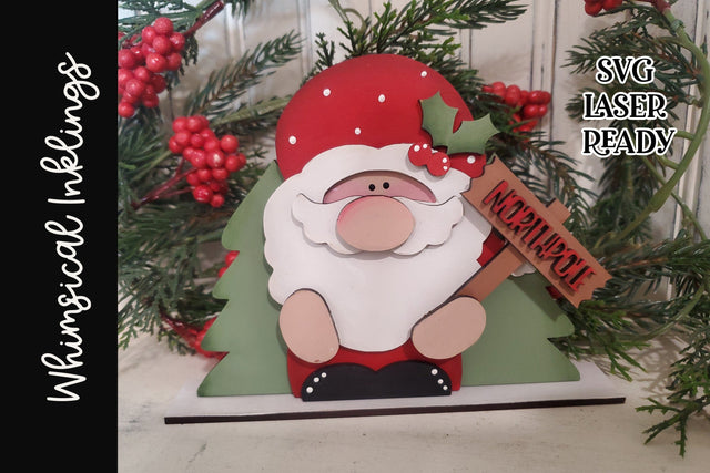 North Pole Santa Sign SVG Whimsical Inklings 