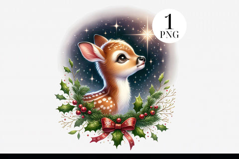North Star Deer Clipart PNG Sublimation BijouBay 