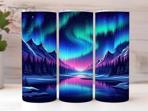 Northern Lights 20 oz Skinny Tumbler Sublimation Design, Straight & Tapered Tumbler Png, Aurora Borealis Tumbler Png, Digital Download PNG Sublimation Lara' s Designs 