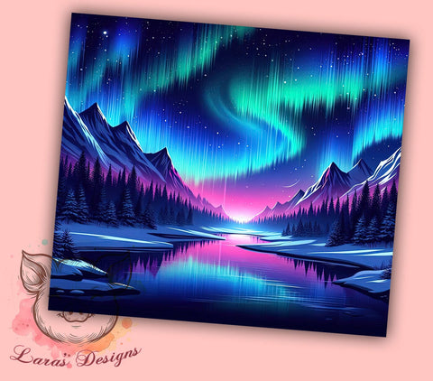 Northern Lights 20 oz Skinny Tumbler Sublimation Design, Straight & Tapered Tumbler Png, Aurora Borealis Tumbler Png, Digital Download PNG Sublimation Lara' s Designs 