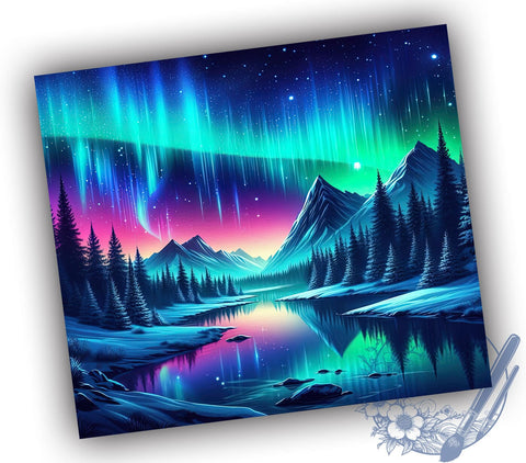 Northern Lights 20oz Skinny Tumbler PNG, Aurora Borealis Tumbler Sublimation Wrap, Straight & Tapered Tumbler Wrap, Instant Digital Download Sublimation ToriDesigns 