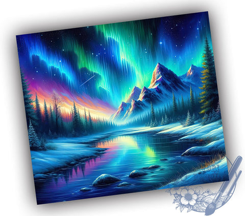 Northern Lights 20oz Skinny Tumbler PNG, Aurora Borealis Tumbler Sublimation Wrap, Straight & Tapered Tumbler Wrap, Instant Digital Download Sublimation ToriDesigns 