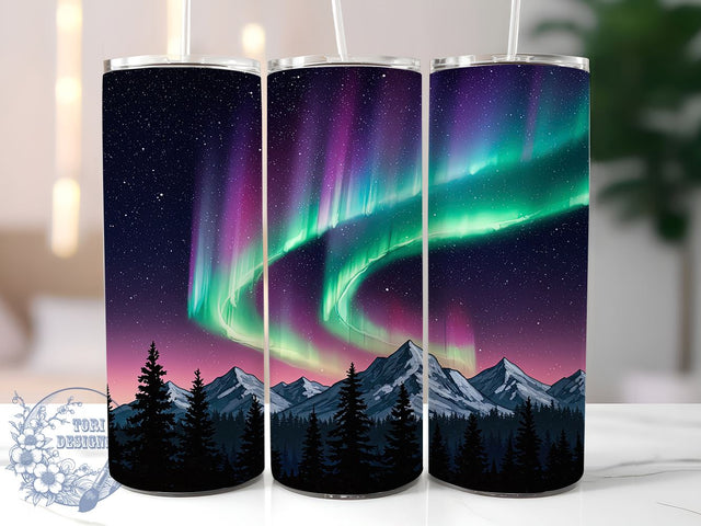 Northern Lights 20oz Tumbler Wrap, Aurora Borealis Tumbler, 20oz Tumbler Wrap, Sublimation Cup, Nature Inspired Drinkware, Colorful Tumbler, Stargazing Gift Sublimation ToriDesigns 
