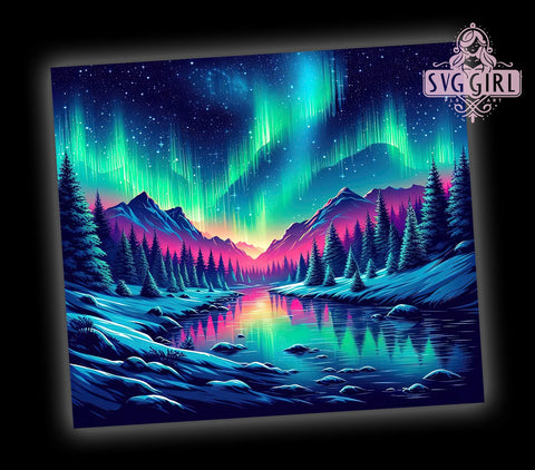 Northern Lights 20oz Tumbler Wrap Sublimation Design, Straight Tapered Tumbler Wrap, Aurora Borealis Tumbler Png, Instant Digital Download Sublimation SvggirlplusArt 