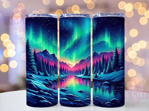 Northern Lights 20oz Tumbler Wrap Sublimation Design, Straight Tapered Tumbler Wrap, Aurora Borealis Tumbler Png, Instant Digital Download Sublimation SvggirlplusArt 