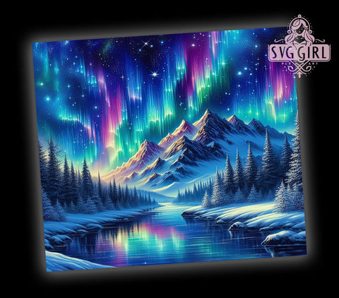 Northern Lights 20oz Tumbler Wrap Sublimation Design, Straight Tapered Tumbler Wrap, Aurora Borealis Tumbler Png, Instant Digital Download Sublimation SvggirlplusArt 