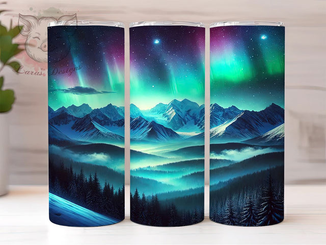 Northern Lights Aurora Borealis 20oz Tumbler Wrap, Nature Sublimation, Night Sky Art, Outdoor Gift, Scenic Tumbler Sublimation Lara' s Designs 