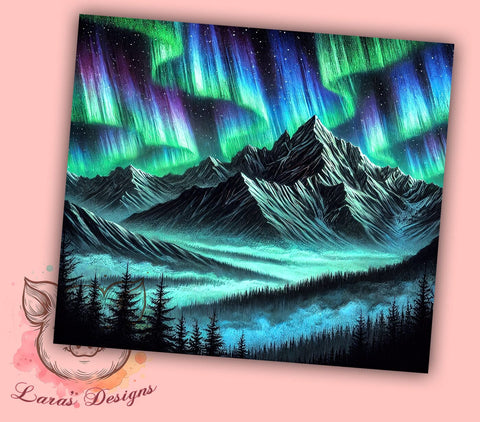 Northern Lights Aurora Borealis 20oz Tumbler Wrap, Nature Sublimation, Night Sky Art, Outdoor Gift, Scenic Tumbler Sublimation Lara' s Designs 