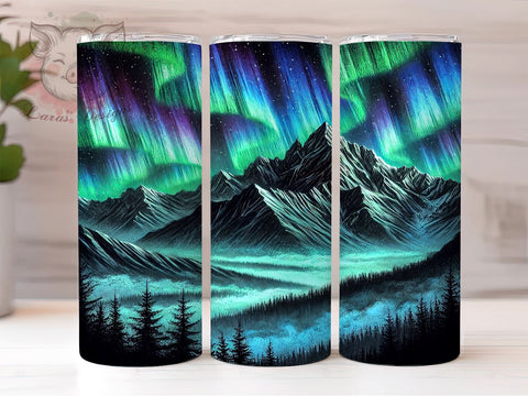 Northern Lights Aurora Borealis 20oz Tumbler Wrap, Nature Sublimation, Night Sky Art, Outdoor Gift, Scenic Tumbler Sublimation Lara' s Designs 