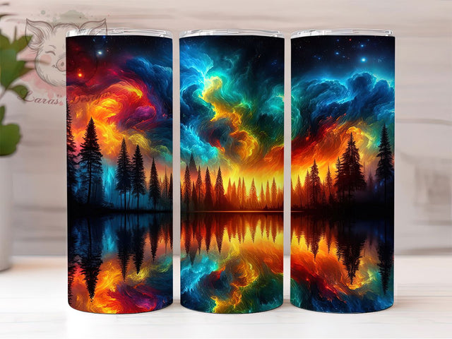 Northern Lights Aurora Galaxy Tumbler, Aurora Sublimation Design, Cosmic Galaxy Cup Art, 20oz Holiday Tumbler, Whimsical Galaxy Mug, Stylish Aurora Cup, Cozy Night Sky Wrap Sublimation Lara' s Designs 