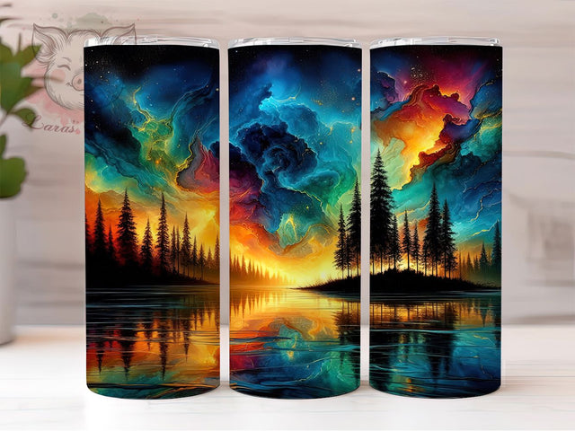 Northern Lights Aurora Galaxy Tumbler, Aurora Sublimation Design, Cosmic Galaxy Cup Art, 20oz Holiday Tumbler, Whimsical Galaxy Mug, Stylish Aurora Cup, Cozy Night Sky Wrap Sublimation Lara' s Designs 
