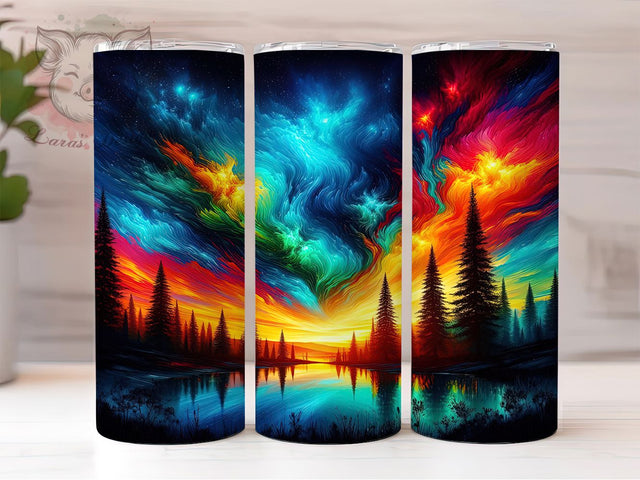 Northern Lights Aurora Galaxy Tumbler, Aurora Sublimation Design, Cosmic Galaxy Cup Art, 20oz Holiday Tumbler, Whimsical Galaxy Mug, Stylish Aurora Cup, Cozy Night Sky Wrap Sublimation Lara' s Designs 
