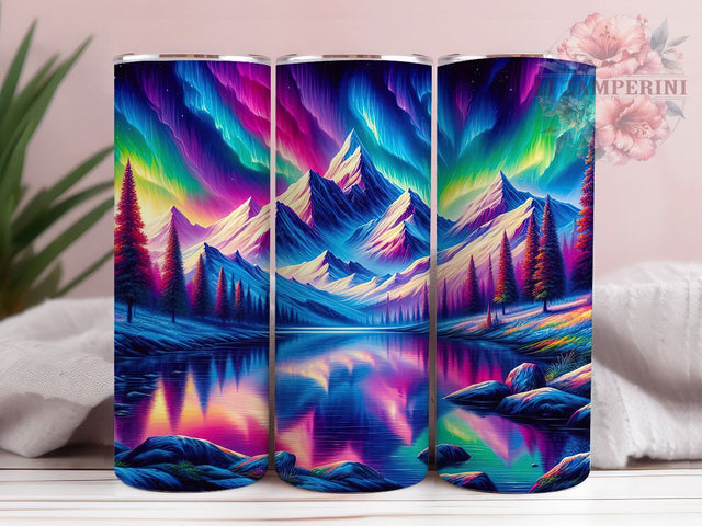 Northern Lights Aurora Tumbler Wrap, 20oz Tumbler Sublimation, Mountain Night Sky Design, Nature Aesthetic Tumbler, Starry Sky Tumbler, Outdoor Adventure Wrap Sublimation Li Zamperini 