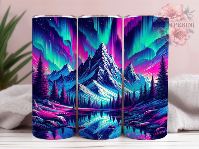 Northern Lights Aurora Tumbler Wrap, 20oz Tumbler Sublimation, Mountain Night Sky Design, Nature Aesthetic Tumbler, Starry Sky Tumbler, Outdoor Adventure Wrap Sublimation Li Zamperini 