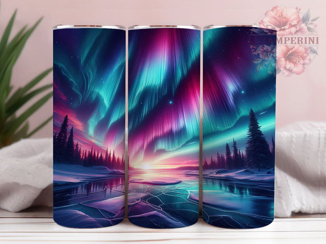 Northern Lights Celestial Tumbler, Aurora Borealis Wrap, 20oz Night Sky Design, Celestial Tumbler, Starry Night Wrap, Colorful Northern Lights, Nature Sublimation Tumbler Sublimation Li Zamperini 