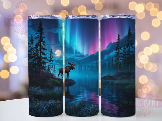 Northern Lights Deer Tumbler, Wildlife Animal Tumbler, 20oz Tumbler Wrap, Sublimation Design, Outdoor Adventure Gift, Scenic Nature Wrap, Rustic Forest Tumbler Sublimation SvggirlplusArt 