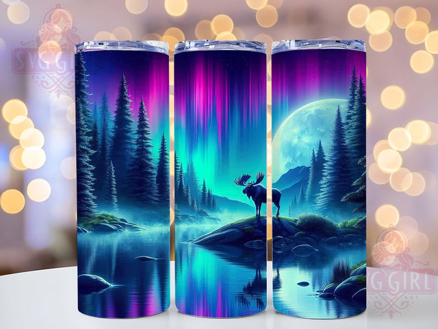 Northern Lights Deer Tumbler, Wildlife Animal Tumbler, 20oz Tumbler Wrap, Sublimation Design, Outdoor Adventure Gift, Scenic Nature Wrap, Rustic Forest Tumbler Sublimation SvggirlplusArt 