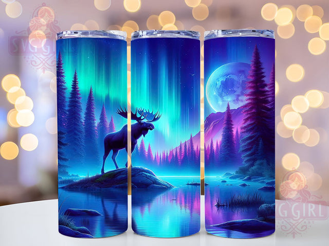 Northern Lights Deer Tumbler, Wildlife Animal Tumbler, 20oz Tumbler Wrap, Sublimation Design, Outdoor Adventure Gift, Scenic Nature Wrap, Rustic Forest Tumbler Sublimation SvggirlplusArt 