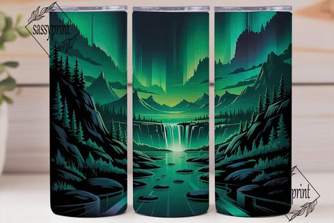 Northern Lights Forest Tumbler Wrap Sublimation sassyprint 
