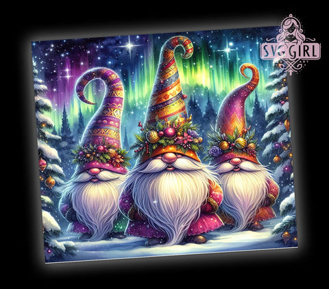 Northern Lights Gnome 20oz Tumbler Wrap Sublimation Design, Straight Tapered Tumbler Wrap, Christmas Gnomes Tumbler Png, Instant Digital Download Sublimation SvggirlplusArt 