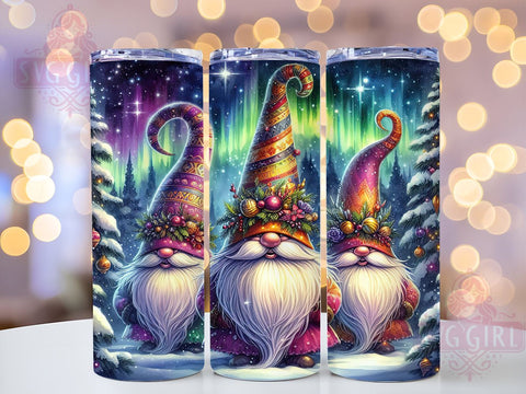 Northern Lights Gnome 20oz Tumbler Wrap Sublimation Design, Straight Tapered Tumbler Wrap, Christmas Gnomes Tumbler Png, Instant Digital Download Sublimation SvggirlplusArt 