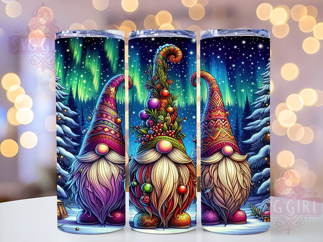Northern Lights Gnome 20oz Tumbler Wrap Sublimation Design, Straight Tapered Tumbler Wrap, Christmas Gnomes Tumbler Png, Instant Digital Download Sublimation SvggirlplusArt 