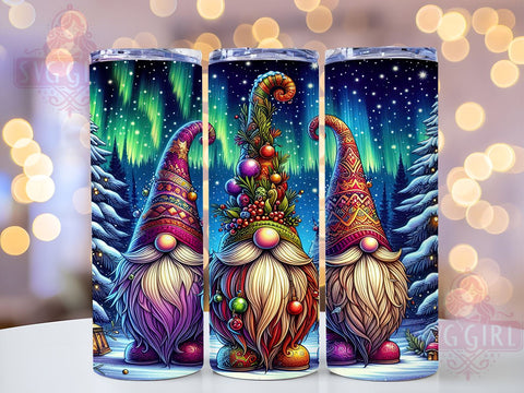 Northern Lights Gnome 20oz Tumbler Wrap Sublimation Design, Straight Tapered Tumbler Wrap, Christmas Gnomes Tumbler Png, Instant Digital Download Sublimation SvggirlplusArt 