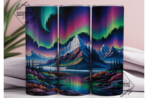 Northern Lights Mountain 20oz Tumbler Sublimation sassyprint 