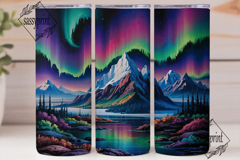 Northern Lights Mountain 20oz Tumbler Sublimation sassyprint 