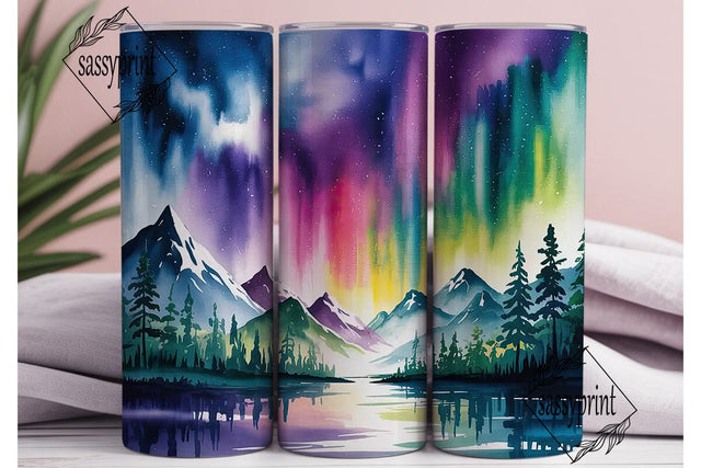 Northern Lights Mountain 20oz Tumbler Sublimation sassyprint 