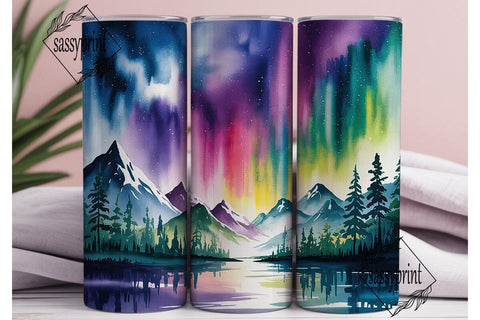 Northern Lights Mountain 20oz Tumbler Sublimation sassyprint 