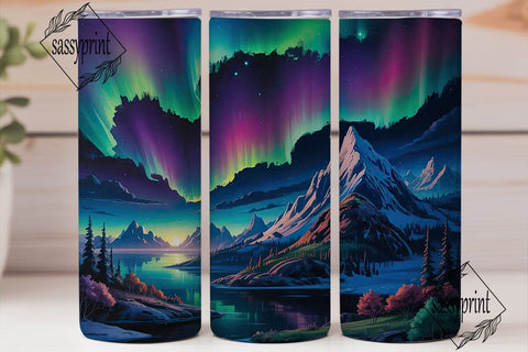 Northern Lights Mountain 20oz Tumbler Sublimation sassyprint 