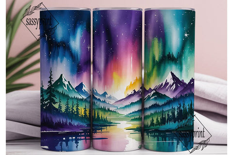 Northern Lights Mountain 20oz Tumbler Sublimation sassyprint 