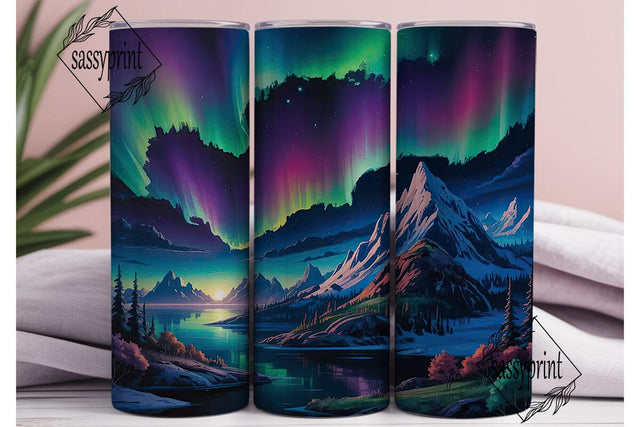 Northern Lights Mountain 20oz Tumbler Sublimation sassyprint 