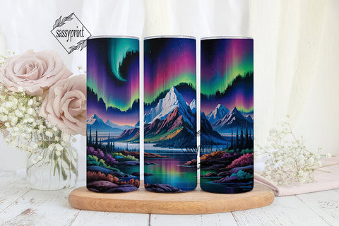 Northern Lights Mountain 20oz Tumbler Sublimation sassyprint 