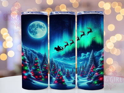 Northern Lights Santa Reindeer Tumbler, Santa Reindeer Wrap, Christmas Trees Tumbler, 20oz Sublimation Design, Holiday Decor Tumbler, Winter Wonderland Tumbler, Festive Christmas Tumbler Sublimation SvggirlplusArt 