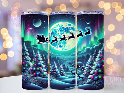 Northern Lights Santa Reindeer Tumbler, Santa Reindeer Wrap, Christmas Trees Tumbler, 20oz Sublimation Design, Holiday Decor Tumbler, Winter Wonderland Tumbler, Festive Christmas Tumbler Sublimation SvggirlplusArt 