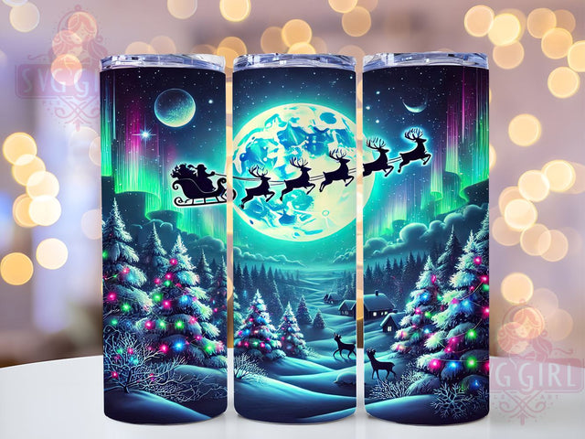 Northern Lights Santa Reindeer Tumbler, Santa Reindeer Wrap, Christmas Trees Tumbler, 20oz Sublimation Design, Holiday Decor Tumbler, Winter Wonderland Tumbler, Festive Christmas Tumbler Sublimation SvggirlplusArt 