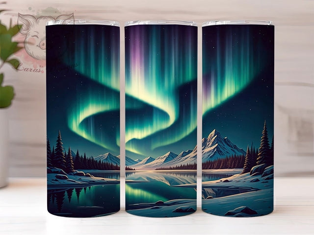 Northern Lights Tumbler, Aurora Borealis Design, 20oz Tumbler Wrap, Nature Sublimation, Starry Night Gift, Colorful Tumbler, Outdoor Lover Decor, Digital Download Sublimation Lara' s Designs 