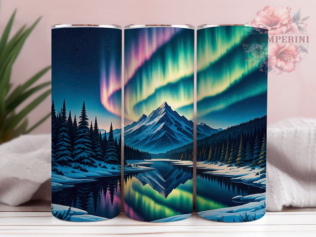 Northern Lights Tumbler, Aurora Borealis Design, Sublimation PNG, 20oz Tumbler, Nature Lover Gift, Celestial Decor, Night Sky Drinkware, Unique Gift Sublimation Li Zamperini 