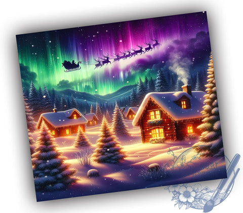 Northern Lights Tumbler Wrap, Santa Reindeer Design Tumbler, Christmas Tumbler Wrap, 20oz Sublimation Wrap, Digital Download Tumbler, Holiday Drinkware, Festive Santa Art Sublimation ToriDesigns 