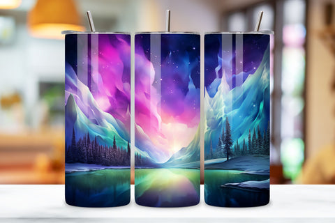 Northern Lights Tumbler Wrap | Vivid Aurora Tumbler Wrap, Northern Lights Tumbler Wrap, Aurora Borealis 20oz Tumbler Sublimation Design, Straight & Tapered Tumbler Wrap Sublimation FloridPrintables 
