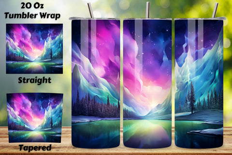 Northern Lights Tumbler Wrap | Vivid Aurora Tumbler Wrap, Northern Lights Tumbler Wrap, Aurora Borealis 20oz Tumbler Sublimation Design, Straight & Tapered Tumbler Wrap Sublimation FloridPrintables 